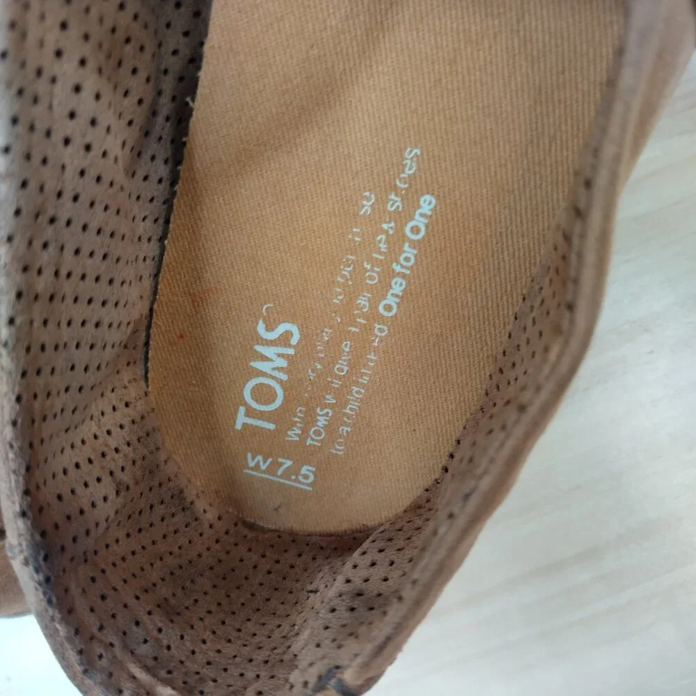 Toms Alpargata Crepe Toffee Tan Microfiber Slip-on Flats Women US 7.5